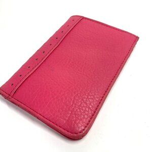 Women's Raspberry Pink Leather Perforated Wallet Slim Profile 5.5" x 4"